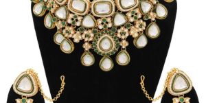 Wedding Collection Gold Plated Kundan Stone & Meena Work Bridal Choker Set