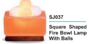 Square Shaped Fire Bowl Rock Salt Lamp