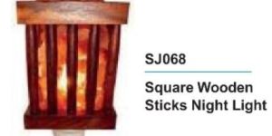 Square Wooden Sticks Rock Salt Night Light
