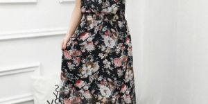 Ladies Western Printed Chiffon Gown