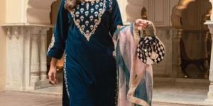 Velvet Kurti Palazzo Dupatta Set