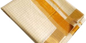 Kerala Cotton Gold Check Saree