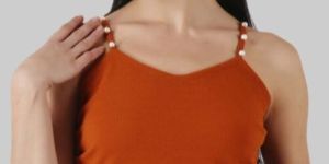 Pearl Design Strap Rust Crop Top