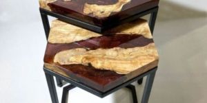 Hexagonal Epoxy Coffee Table Set