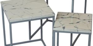 Light Grey Epoxy Resin Nesting Table Set