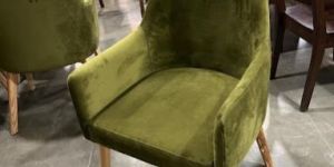 Teak Wood Suede Velvet Wooden Chair