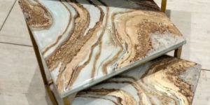 White & Golden Color Epoxy Nesting Table Set