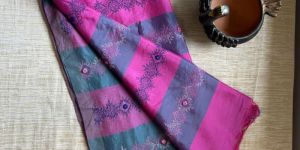 Pure Handloom Resham Saree with Kashida Hand Embroidery with Glass Work