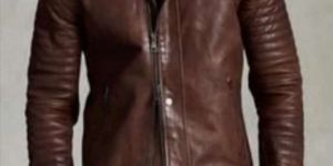 Mens Collar Rib Leather Jacket