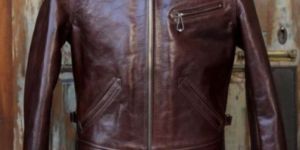 Mens Iconic Spread Collar Leather Jacket