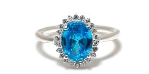 Sterling Silver Oval Shape Blue Topaz Gemstone Ring
