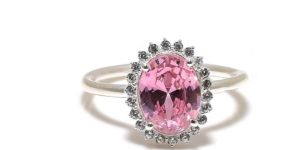 Sterling Silver Oval Shape Morganite Gemstone Ring