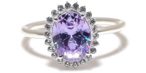Sterling Silver Oval Shape Purple Amethyst Gemstone Ring