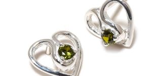 Sterling Silver Peridot Gemstone Stud Earrings