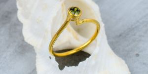 Sterling Silver Gold Plated Peridot Gemstone Ring