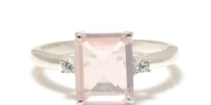 Sterling Silver Rose Quartz Gemstone Radiant Ring