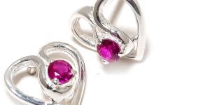 Sterling Silver Ruby Gemstone Stud Earrings