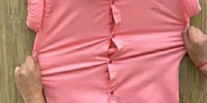 Mens Pink Plain Full Sleeves Shirt