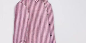 Mens Pink Striped Full Sleeves Shirt