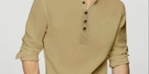 Mens Plain Full Sleeves Kurta Shirt