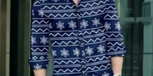 Mens Printed Blue Cotton Shirt