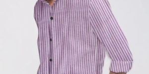 Mens Purple Striped Full Sleeves Shirt