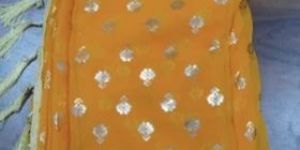 Foil Print on Georgette Dyed Fabric