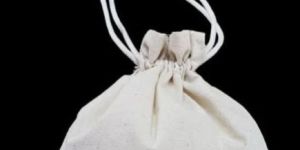 White Cotton Drawstring Bag