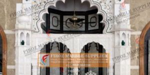 White Marble Mihrab in Inlay Design