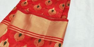 Orange Kataan Silk Saree