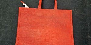 Orange Jute Shopping Bag