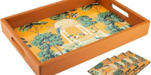 Hand Painted Wooden Rectangular Tray