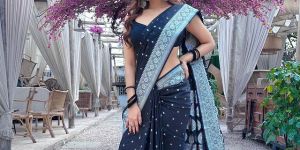 Banarasi Katan Georgette Black Saree