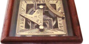 Solid Brass Sundial Compass - Square Sundial Compass Wooden Box