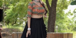 AF5100 Ladies Black Full Stitched Lehenga Choli