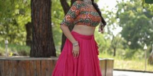 AF5103 Ladies Pink Full Stitched Lehenga Choli