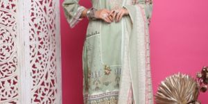 AF5105 Ladies Green Salwar Kurta Dress Material