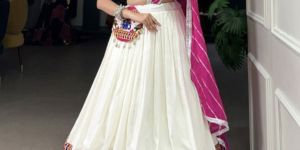 Pure Rayon with Gamthi Work Lace Border Lehenga Choli