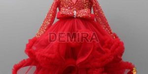 Girls Red Party Wear Gown