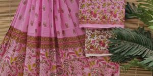Ladies Jaipuri Hand Block Printed Suit Fabric