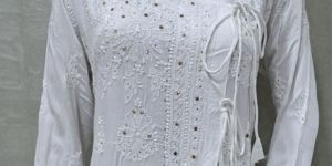 Chikankari White Chanderi Kurti