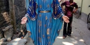 Multicolor Fiber Our Lady of Lourdes Statue