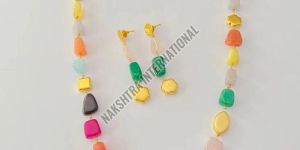 Multi Bead Golden Necklace Set