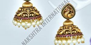 Peacock Zirconia Jhumka