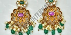 Stone Kempu Jhumka