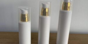 White PP Airless with Golden Pump