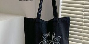 Butterfly Print Black Tote Bag