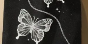 Butterfly Print Canvas Black Tote Bag