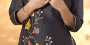 Flower Printed Grey Cotton Kurti