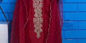 Organza Red Designer Salwar Suit